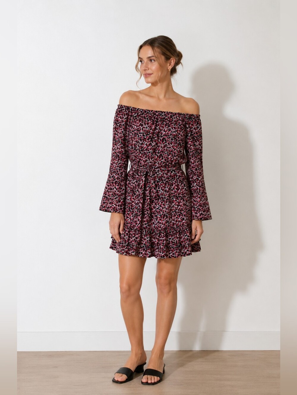 NWT Michael Kors Off-The-Shoulder Floral Mini Dress Size XL